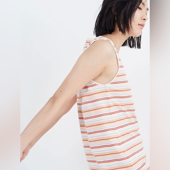 Madewell • Whisper Cotton V-neck Pocket Tank in Fieldgate stripe • NWT • X-Small - Picture 2 of 11